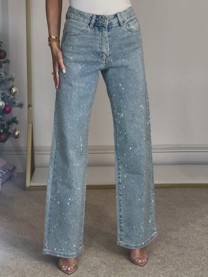 Sahari - Dames Jeans | Hoge Taille, Glamoureuze Details