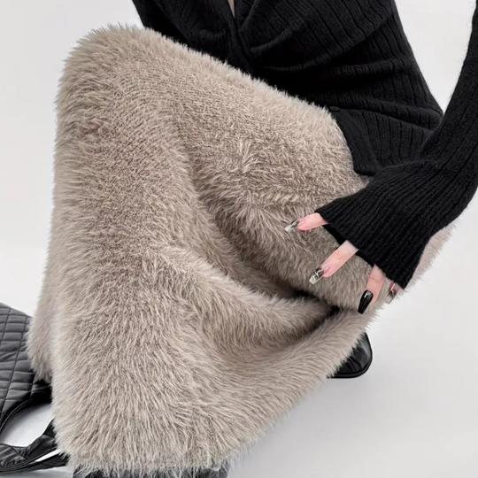 Sahari - Gonna Midi da Donna | Pelliccia Sintetica, Elegante, Comoda