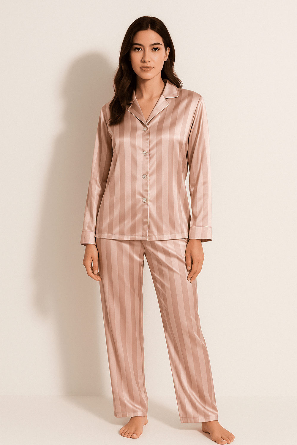 Sahari - Dames Pyjama-Set | Zacht Materiaal, Klassiek Streeppatroon