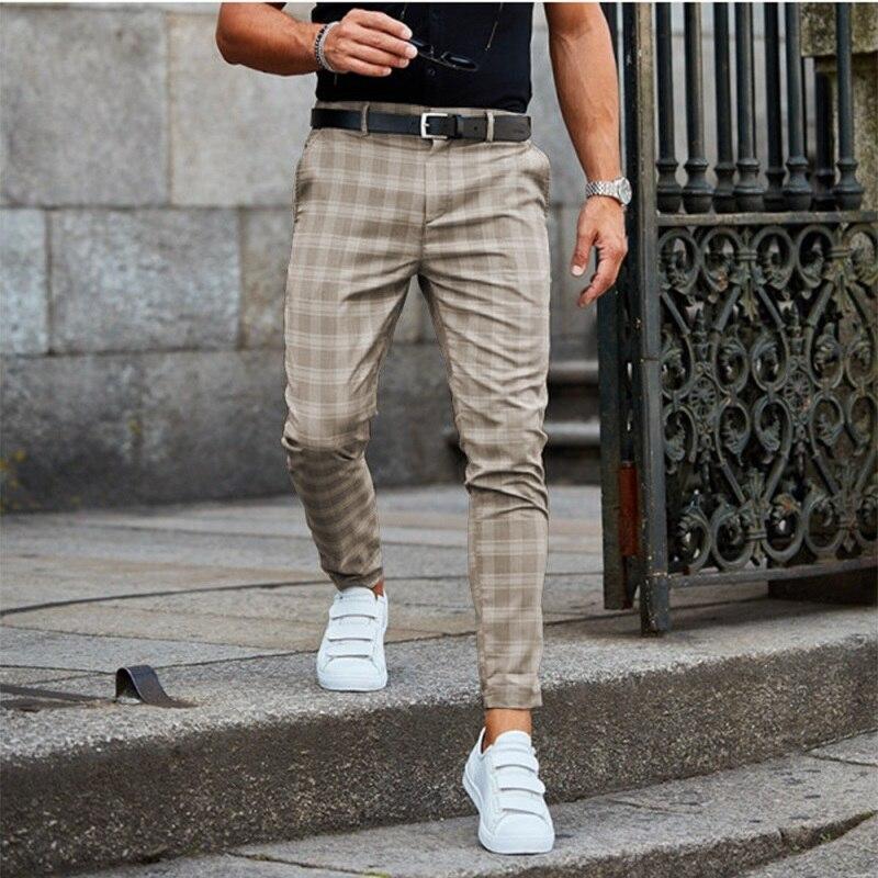 Sahari - Pantalones chinos para hombre | Algodón ligero, patrón de cuadros, cómodo
