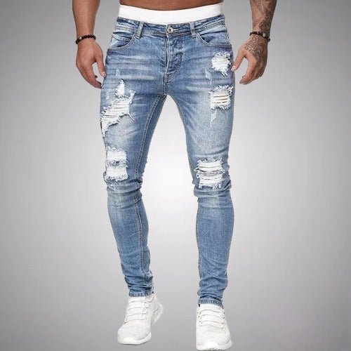 Sahari - Heren Jeans | Gescheurd, Slim-Fit, Katoenmengsel