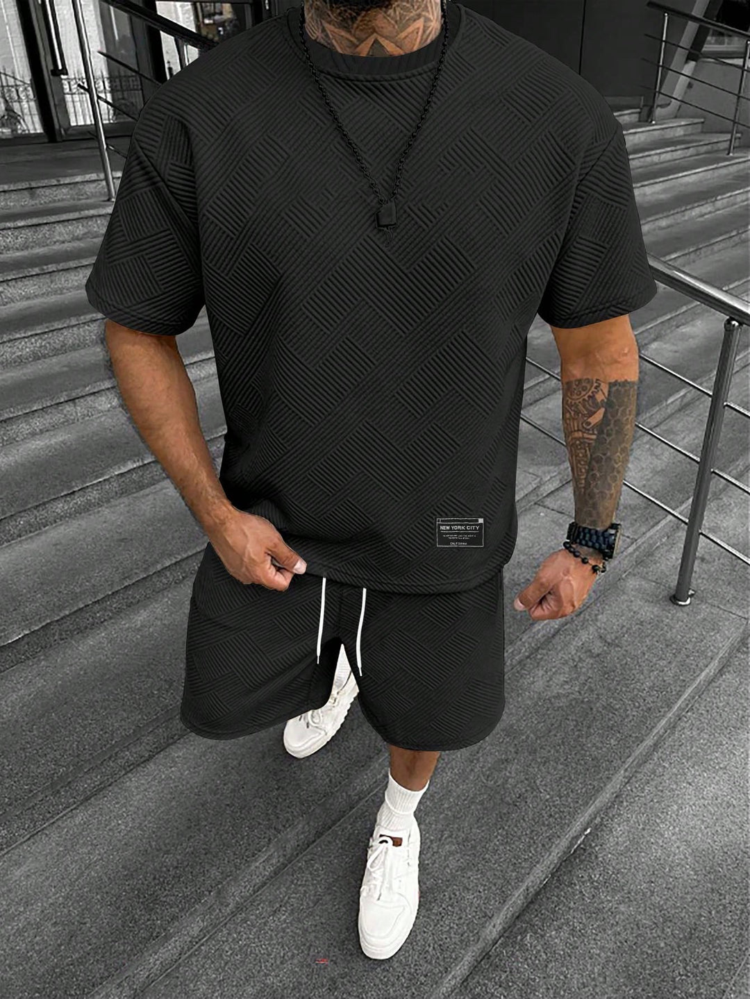 Sahari – Heren Set met Oversize T-shirt en Shorts