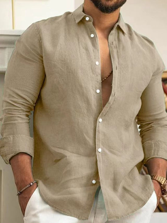 Sahari – Licht linnen overhemd voor heren met open kraag
