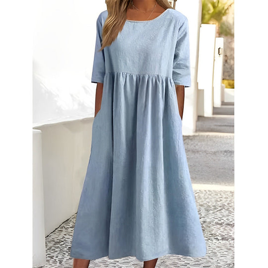 Sahari – Vestido midi aireado con detalles plisados