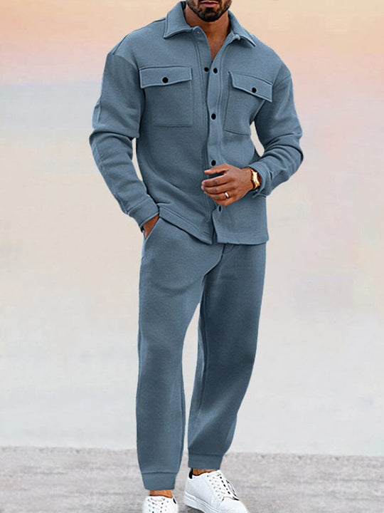 Sahari – Heren tweedelig pak met overhemd & broek van elastisch materiaal