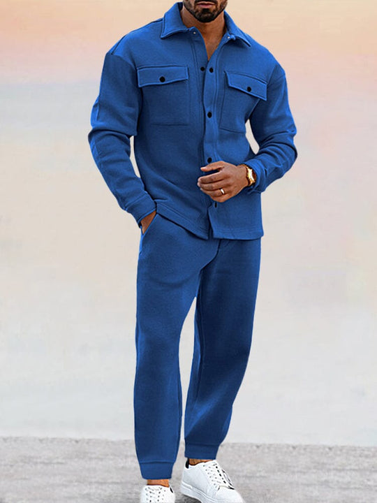 Sahari – Heren tweedelig pak met overhemd & broek van elastisch materiaal