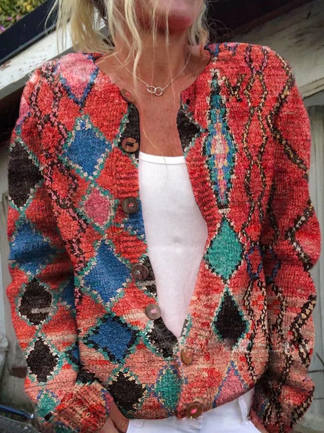 Sahari - Cardigan da donna | Maglia, motivo floreale, dettagli con bottoni