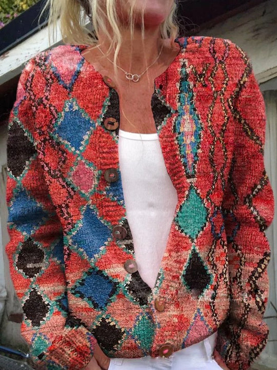 Sahari - Cardigan da donna | Maglia, motivo floreale, dettagli con bottoni