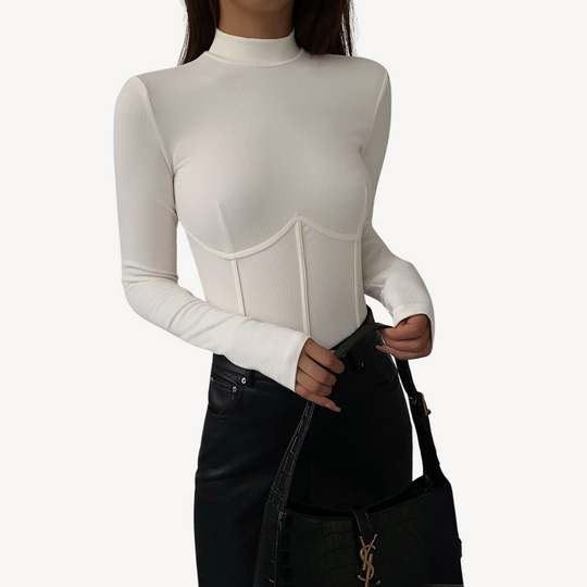 Sahari - Damen Corset Top | Elastisch, Elegant, Langarm