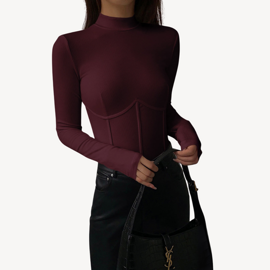 Sahari - Damen Corset Top | Elastisch, Elegant, Langarm