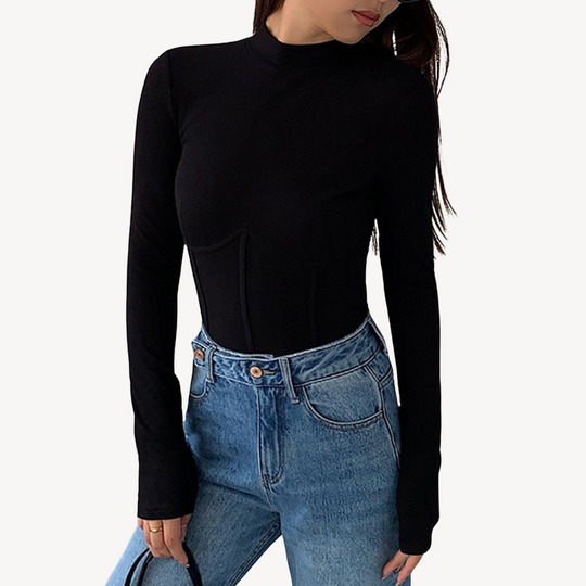 Sahari - Damen Corset Top | Elastisch, Elegant, Langarm