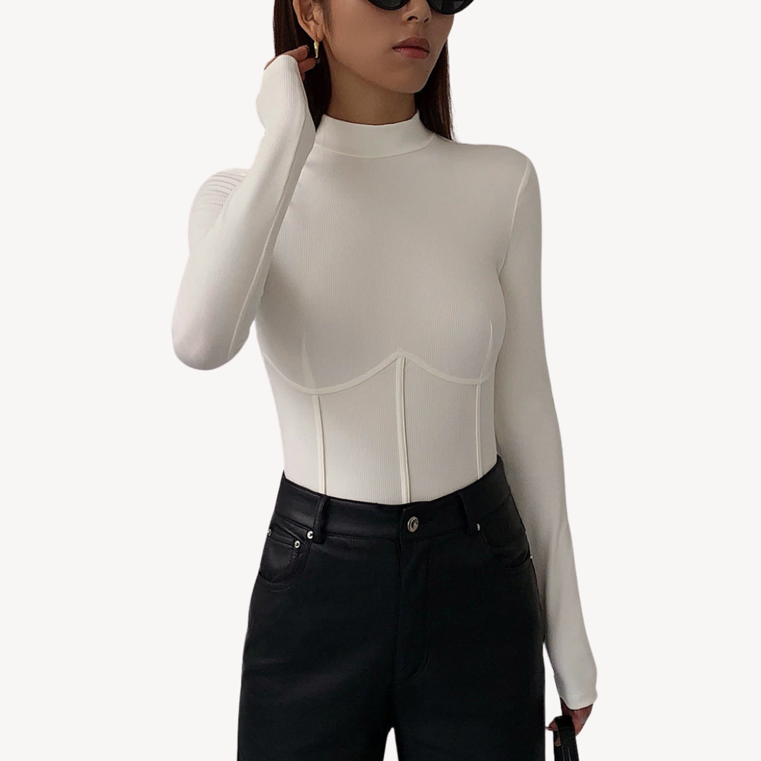 Sahari - Damen Corset Top | Elastisch, Elegant, Langarm