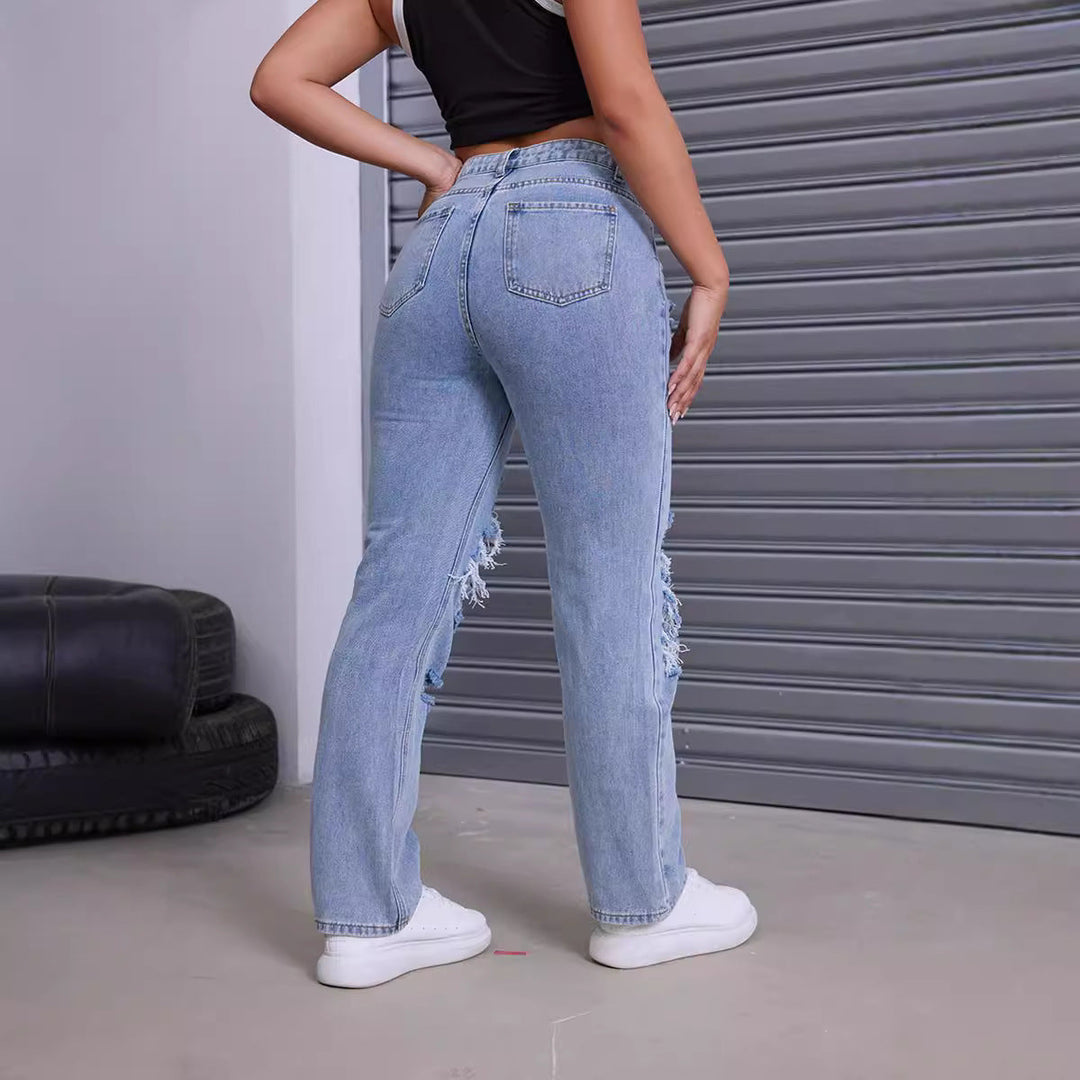 Sahari - Damen Jeans | High-Waist, Destroyed Look, Bequem
