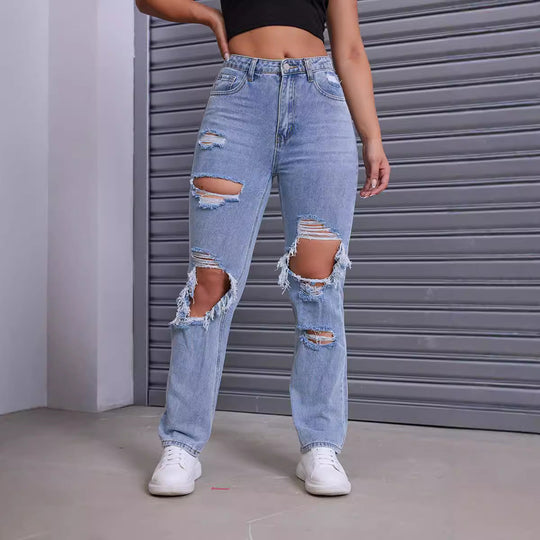 Sahari - Damen Jeans | High-Waist, Destroyed Look, Bequem