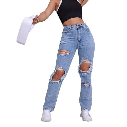 Sahari - Damen Jeans | High-Waist, Destroyed Look, Bequem