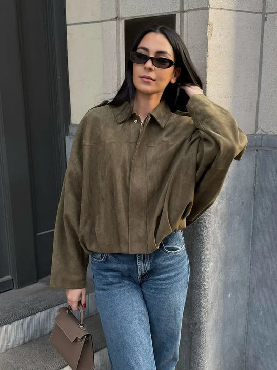 Sahari - Giacca corta da donna | Look in camoscio, vestibilità comoda