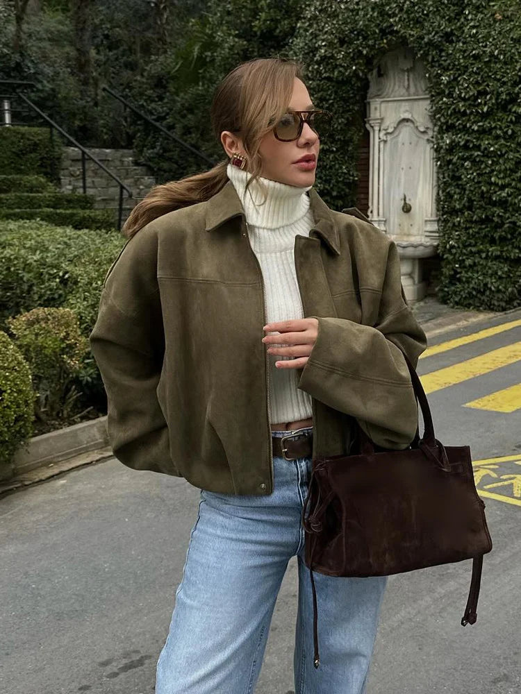 Sahari - Giacca corta da donna | Look in camoscio, vestibilità comoda