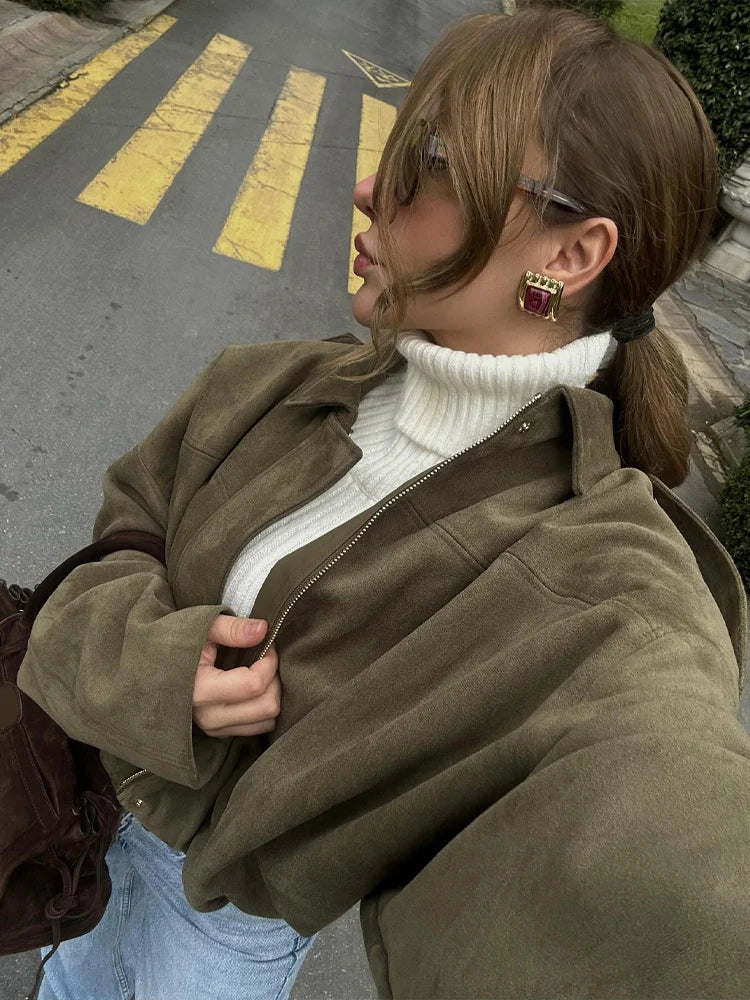 Sahari - Giacca corta da donna | Look in camoscio, vestibilità comoda