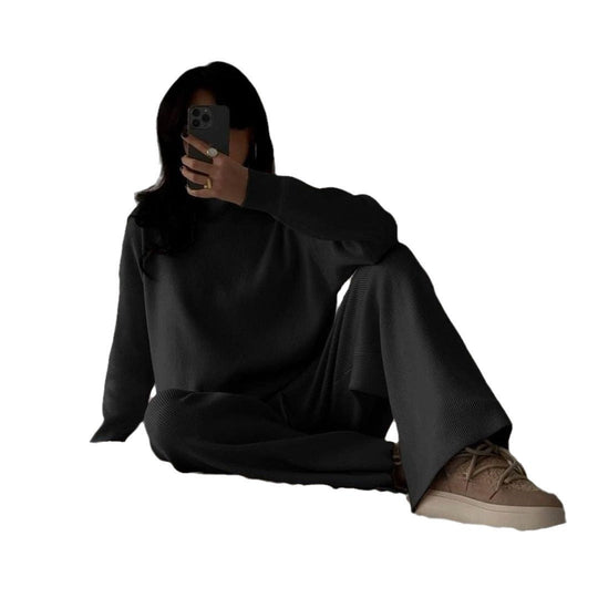 Sahari - Conjunto de ropa cómoda para mujer | Material de punto suave, cuello alto, aberturas laterales