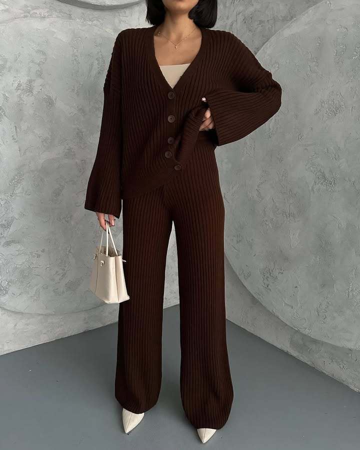 Sahari - Dames Loungewear Set | Wijde Mouwen, Knopenlijst, Comfortabel