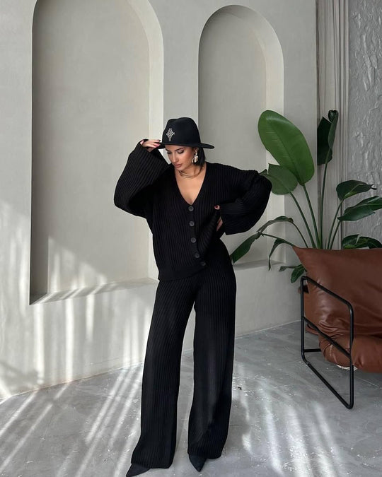 Sahari - Dames Loungewear Set | Wijde Mouwen, Knopenlijst, Comfortabel