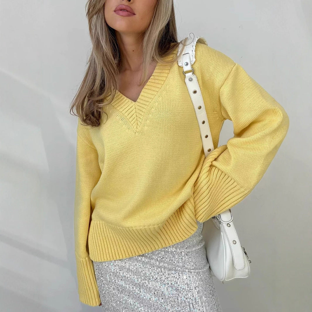 Sahari - Maglione da donna | Scollo a V, misto cotone, comodo