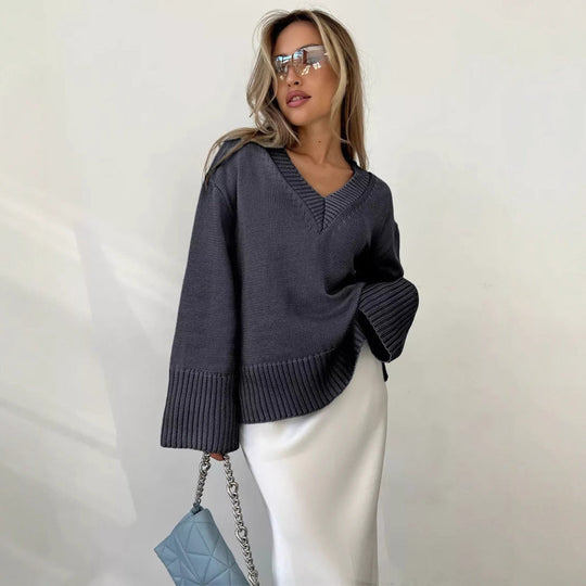 Sahari - Maglione da donna | Scollo a V, misto cotone, comodo