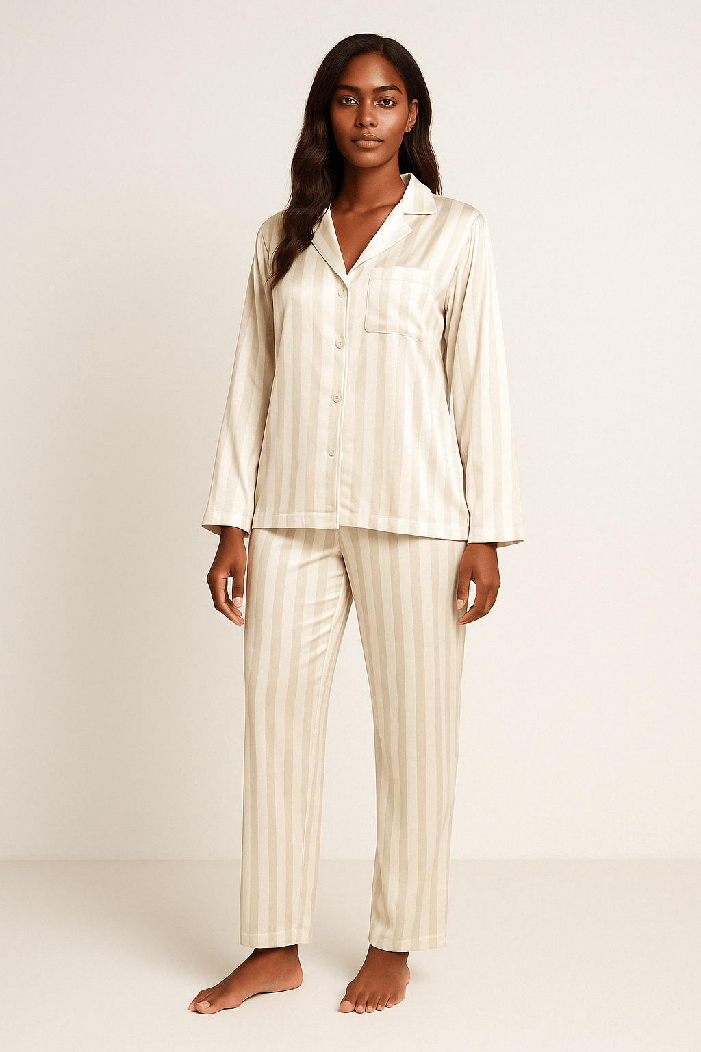 Sahari - Set pigiama da donna | Materiale morbido, motivo a righe classico