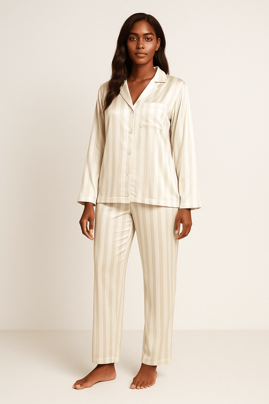Sahari - Set pigiama da donna | Materiale morbido, motivo a righe classico