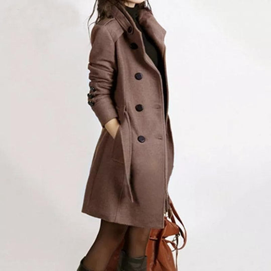 Sahari - Dames trenchcoat | dubbele rij knopen, tailleceintuur, hoogwaardige stof
