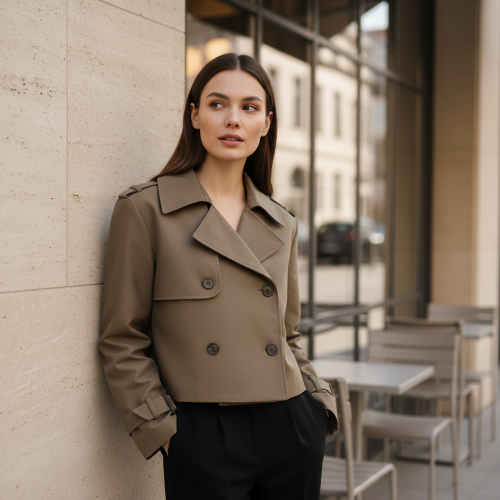 Damen Trenchcoat | Klassischer Stil, Doppelreiher - 2