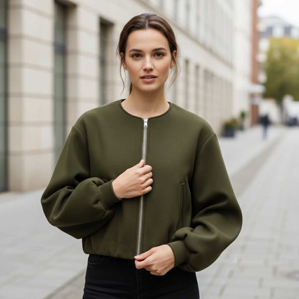 Damen Übergangsjacke | Reißverschluss, Ballonärmel, Moderner Schnitt - 2