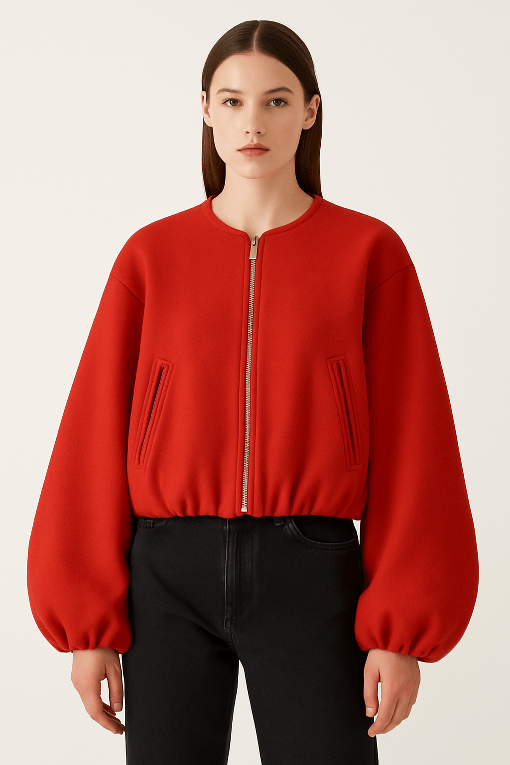 Sahari - Giacca da mezza stagione da donna | Cerniera, maniche a palloncino, moderna