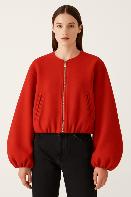 Sahari - Giacca da mezza stagione da donna | Cerniera, maniche a palloncino, moderna