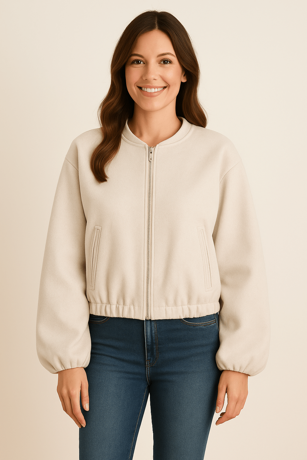 Sahari - Giacca da mezza stagione da donna | Cerniera, maniche a palloncino, moderna