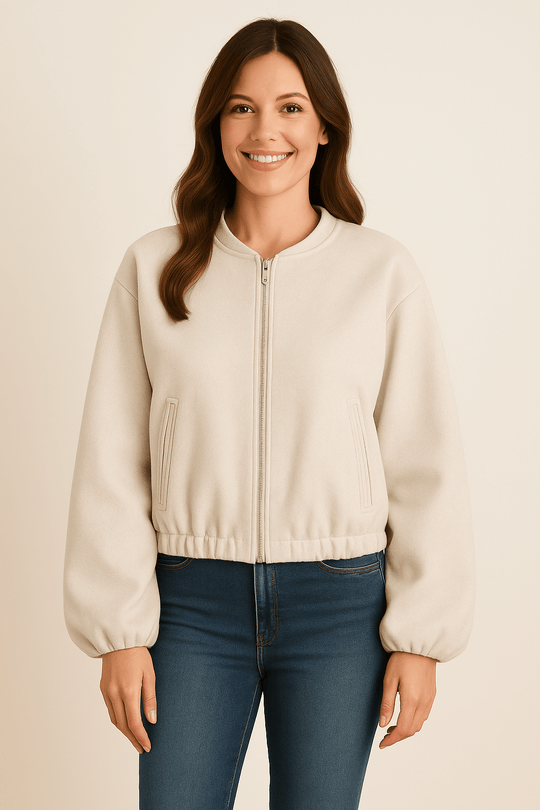 Sahari - Giacca da mezza stagione da donna | Cerniera, maniche a palloncino, moderna