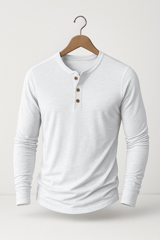 Sahari - Maglia Henley a maniche lunghe da uomo | Materiale morbido e traspirante