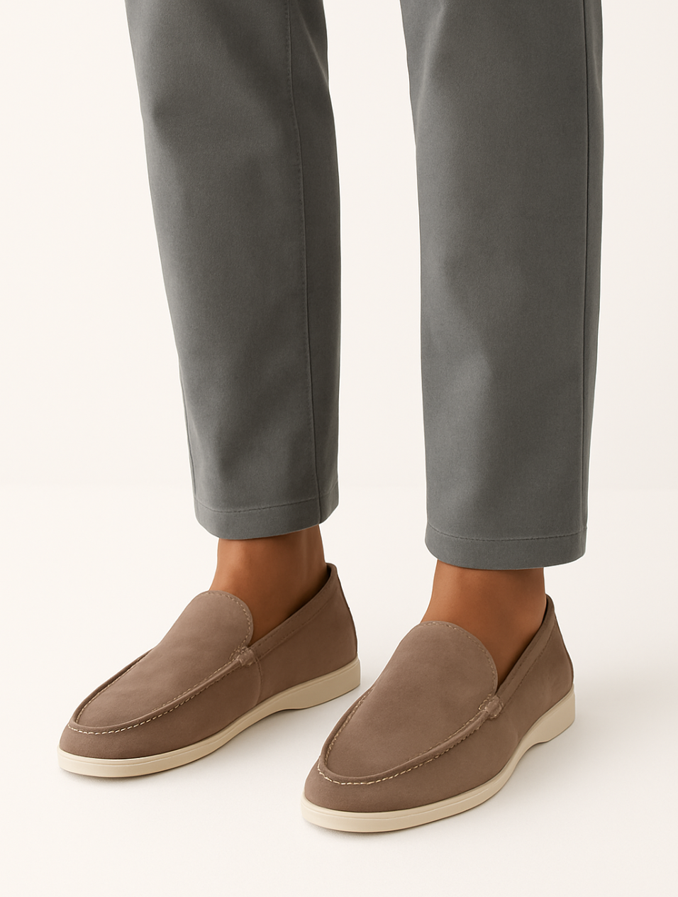 Sahari - Heren Loafers | Suède, Witte Zool, Modern