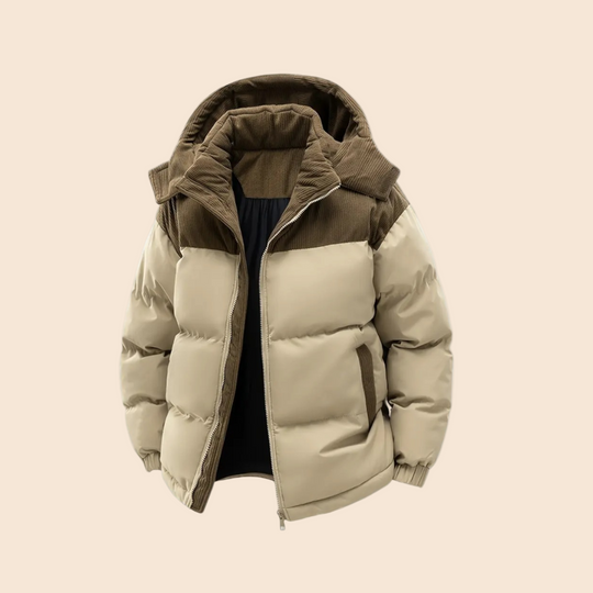 Sahari - Chaqueta acolchada para hombre | Aislada, capucha de pana, diseño moderno, invierno