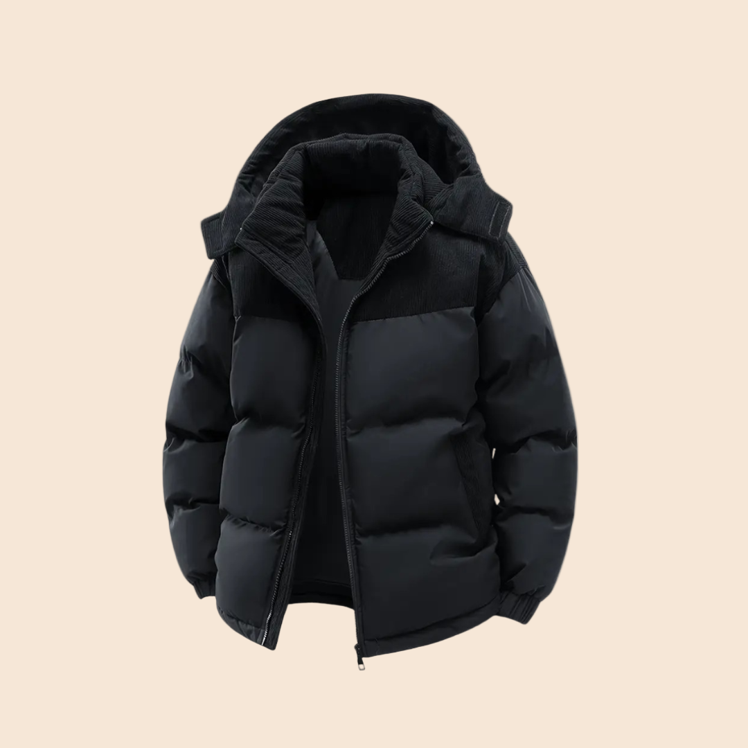 Sahari - Chaqueta acolchada para hombre | Aislada, capucha de pana, diseño moderno, invierno