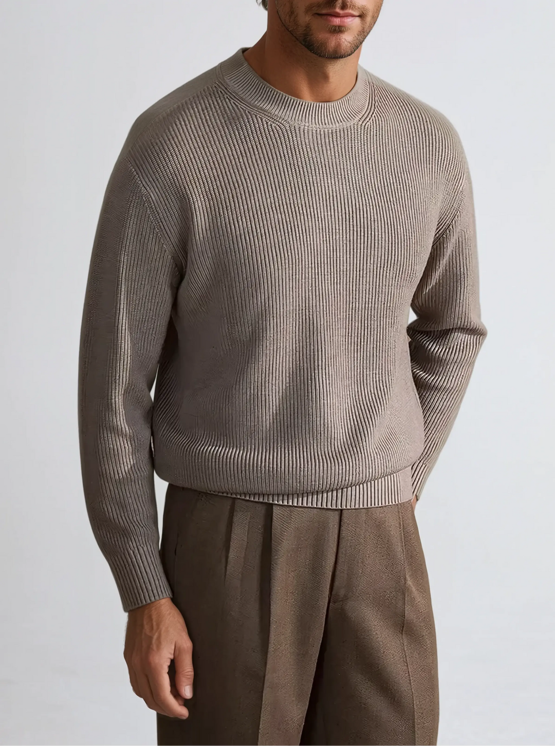 Sahari - Herren Pullover | Gerippt, O-Hals, Atmungsaktives Material