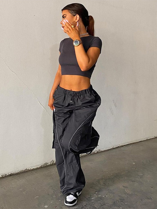 Sahari - Damen Baggy Hose | Low Waist, Weites Bein