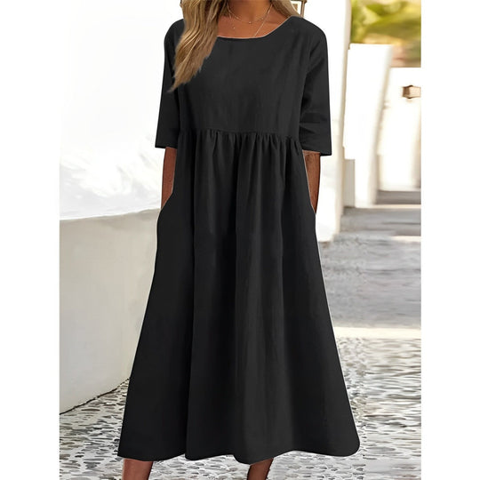 Sahari – Vestido midi aireado con detalles plisados