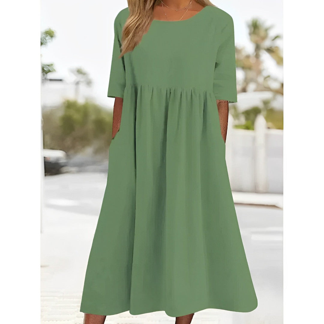 Sahari – Vestido midi aireado con detalles plisados