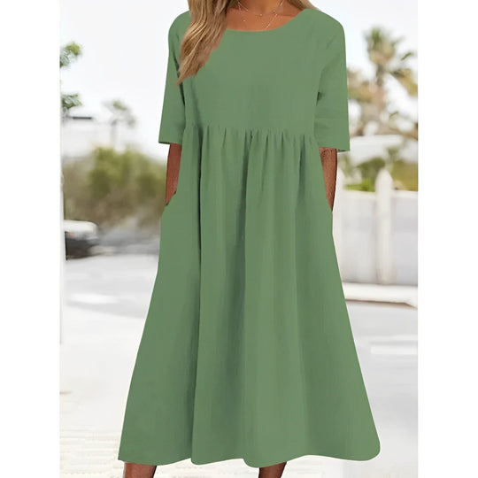 Sahari – Vestido midi aireado con detalles plisados