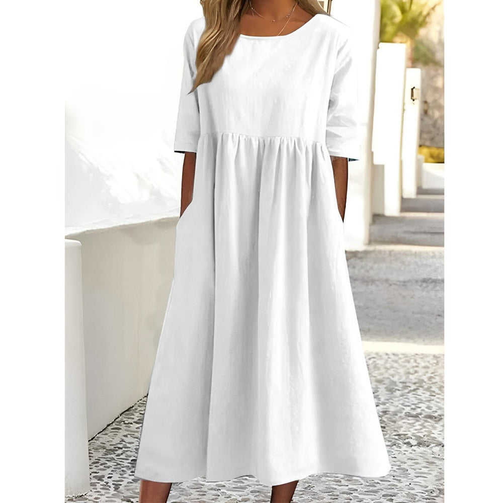Sahari – Vestido midi aireado con detalles plisados