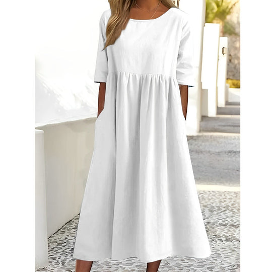 Sahari – Vestido midi aireado con detalles plisados