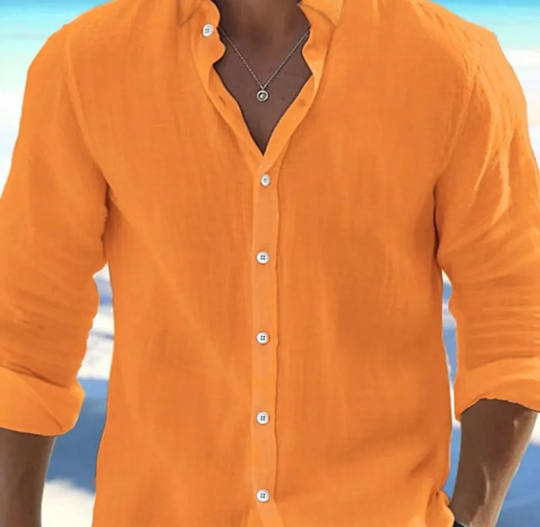 Sahari – Licht linnen overhemd voor heren met open kraag