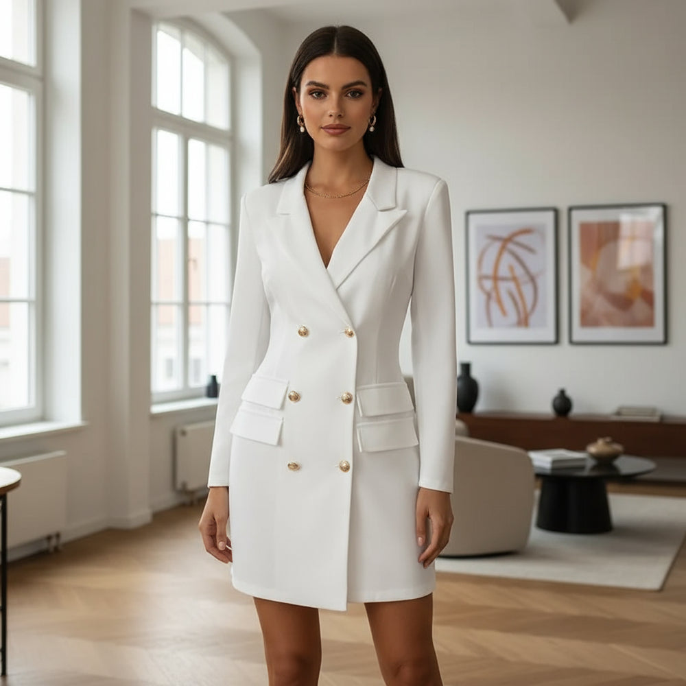 Damen Blazerkleid | Doppelreihig, Strukturierte Passform für Festliche Anlässe - 2